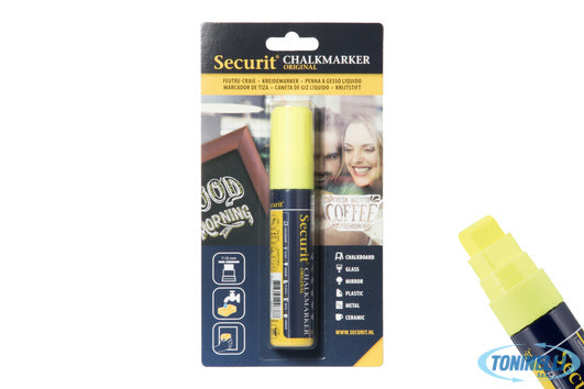 Securit  Pennarello A Gesso Liquido Singolo, Punta Grande 7-15 Mm, Colore Giallo