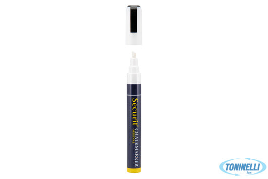 Securit  Pennarello A Gesso Liquido Singolo, Punta Media 2-6 Mm, Colore Bianco