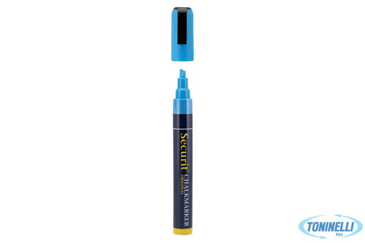 Securit  Pennarello A Gesso Liquido Singolo, Punta Media 2-6 Mm, Colore Blu Sma5