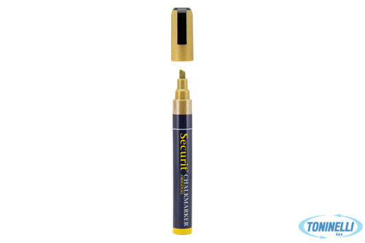 Securit  Pennarello A Gesso Liquido Singolo, Punta Media 2-6 Mm, Colore Oro   Sm