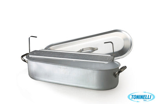 Agnelli Pescera Alluminio Con Griglia Coperchio E Due Maniglie Inox 50X15 H 12 -