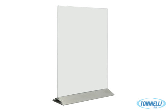 Securit  Portaposter Da Tavolo In Acrilico Con Base In Acciaio Inox Formato A4,