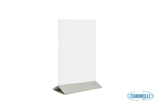 Securit  Portaposter Da Tavolo In Acrilico Con Base In Acciaio Inox Formato A5,