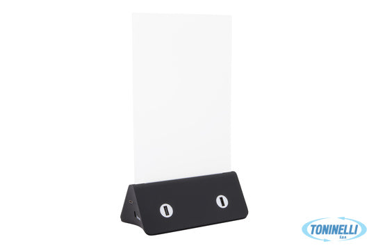 Securit  Portaposter-Powerbank Da Tavolo In Acrilico Con Caricabatterie Per Rica