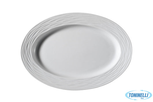 Kutahya Seramik Sea Wave Bianco-Piatto Ovale Cm 28 Sw28Ky00 - 8076