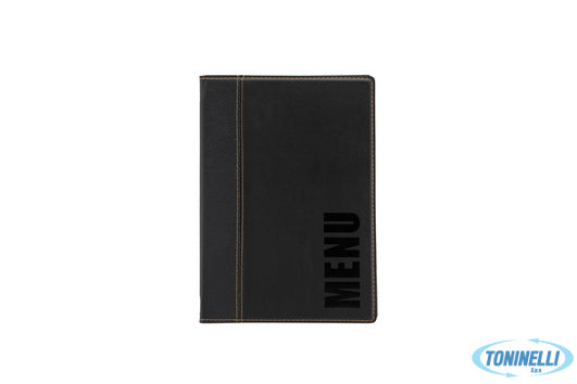 Securit  Trendy-Portamenu In Similpelle Colore Nero Scritta Menu In Bassorilievo