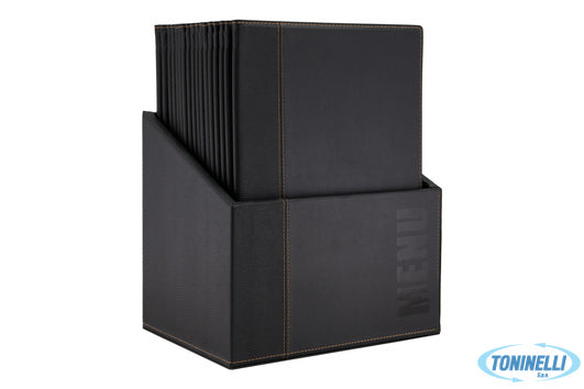 Securit  Trendy-Scatola Con 20 Portamenu A4 Con 1 Inserto Doppio Colore Nero Cm