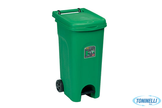 Stefanplast Urban Eco System-Bidone Lt.80 Verde Con Ruote E Pedale 25601 - 12707