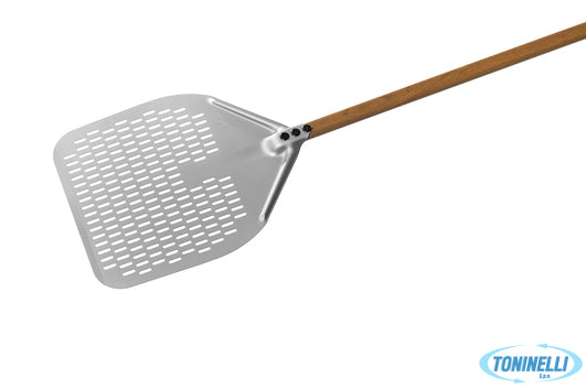 Gi Metal Woodtech - Pala Pizza Rettangolare Forata Cm 33X33 Manico Cm 150 - 2259