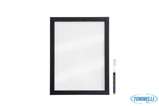 Securit  Woody-Lavagna Da Parete Trasparente Con Cornice Nera Cm 30X40 Con 2 Pen
