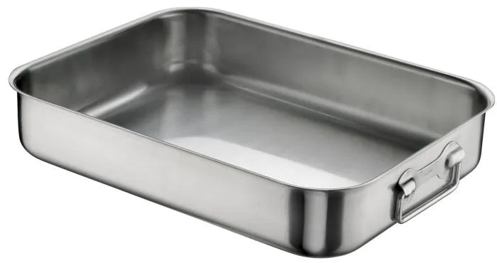 Teglia rettangolare in acciaio inox con maniglie - dim.35x25cm