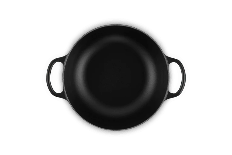 Marmitta Evolution in ghisa vetrificata con coperchio alto-color nero matt-22 cm